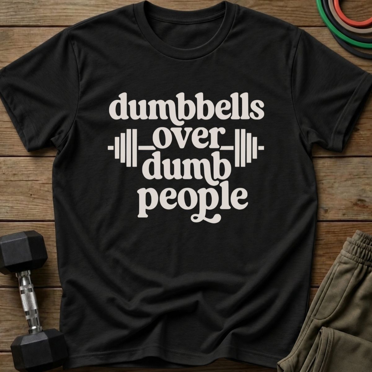Dumbbells Over T-Shirt