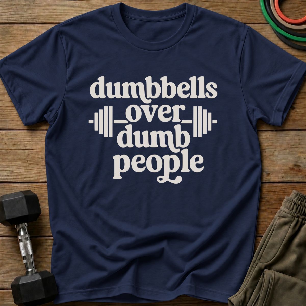 Dumbbells Over T-Shirt
