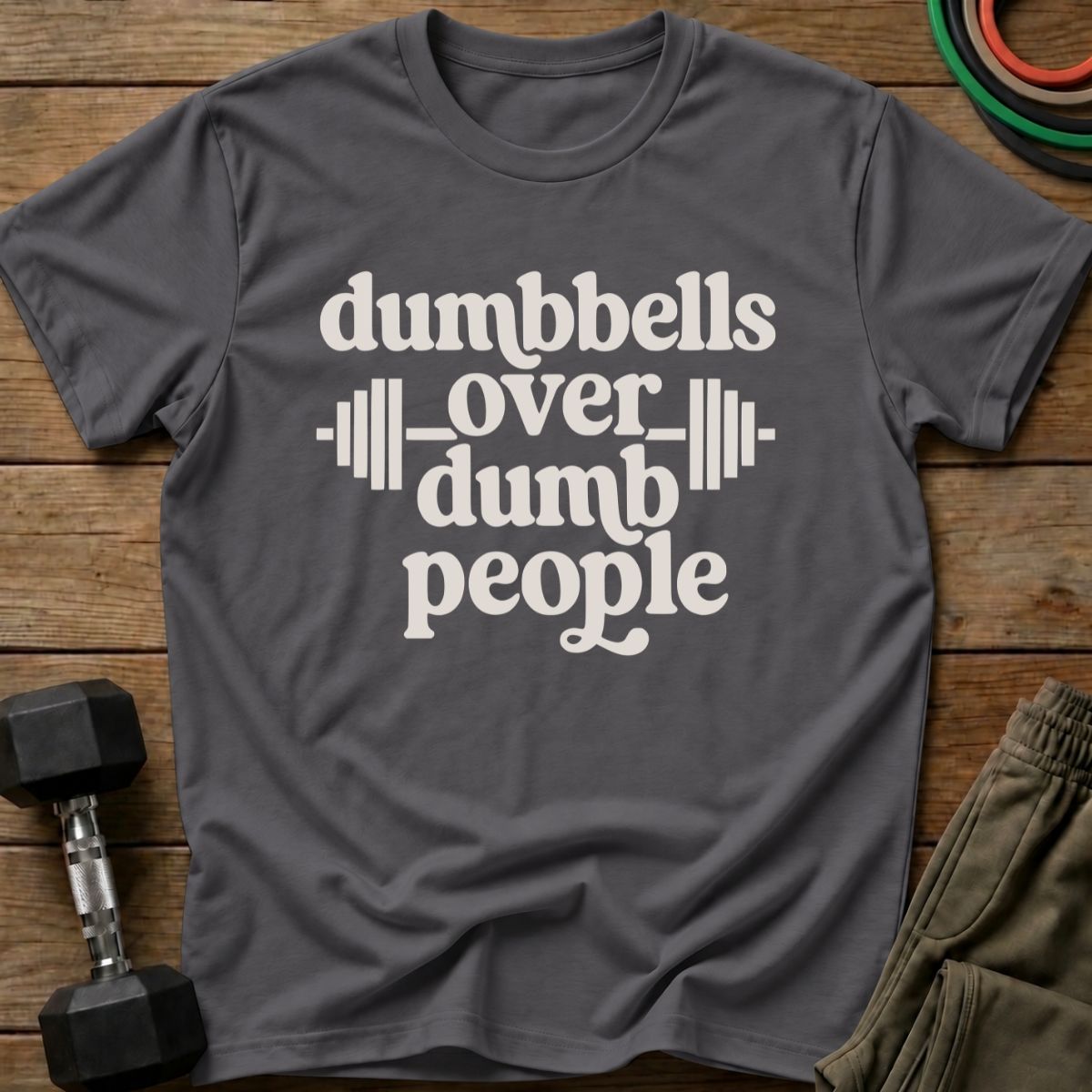 Dumbbells Over T-Shirt