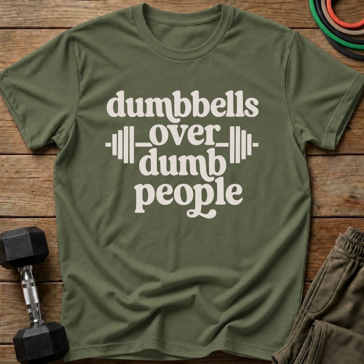 Dumbbells Over T-Shirt