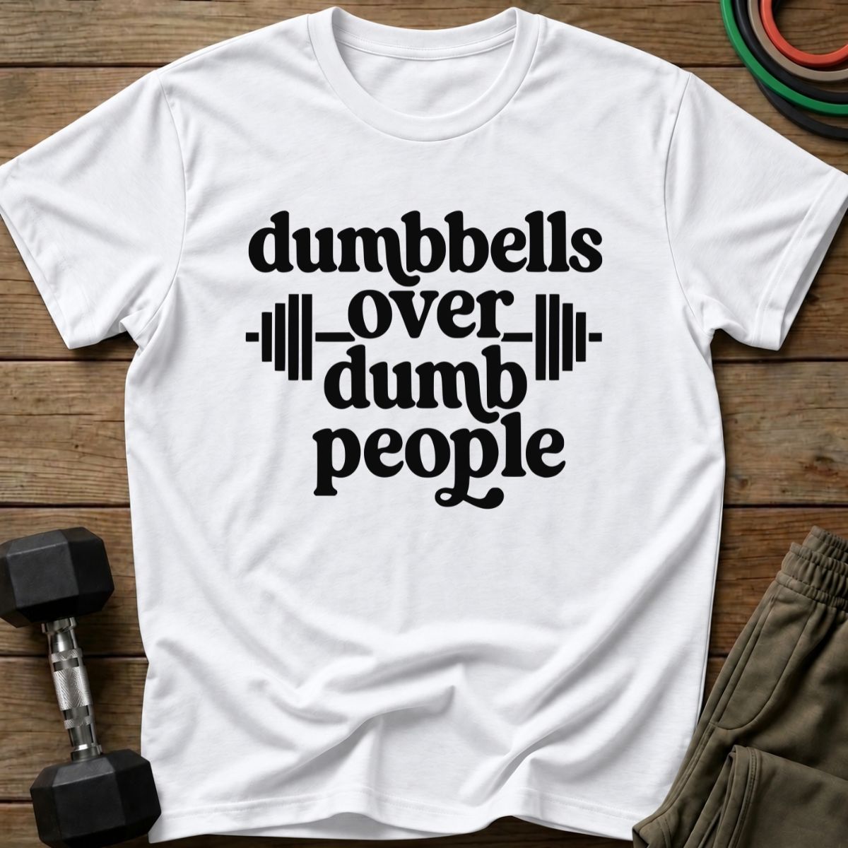 Dumbbells Over T-Shirt