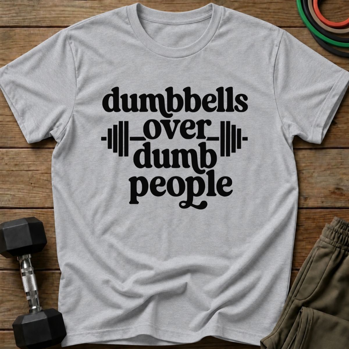 Dumbbells Over T-Shirt